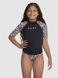 roxy, Girls 6-16 Active Joy 3/4 Sleeve Rashguard, ANTHRACITE FLOWER POWER (kvj9) Active Joy - 3/4 Sleeve Rash Vest for Girls 6-16 ERGWR03339