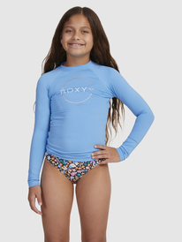 roxy, Girls 6-16 Beach Classics Long Sleeve UPF 50 Rashguard, AZURE BLUE (bjt0) Beach Classics - Long Sleeve UPF 50 Rash Vest for Girls 6-16 ERGWR03342