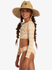 10 Wavy Flower - Ensemble de lycra manches longues court pour Filles 7-16 ans Vert ERGWR03353 Roxy