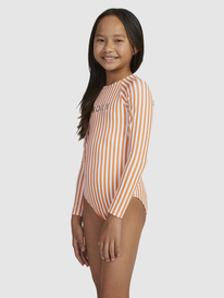 3 Girls 6-16 Above The Limits Long Sleeve One-Piece Rashguard Orange ERGWR03357 Roxy