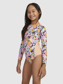 3 Girls 6-16 Above The Limits Long Sleeve One-Piece Rashguard Black ERGWR03358 Roxy