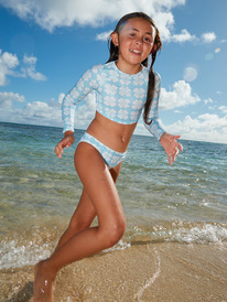 2 Vacation Memories - Cropped Long Sleeve Rash Vest for Girls 7-16 Blue ERGWR03361 Roxy