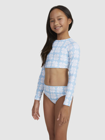10 Vacation Memories - Cropped Long Sleeve Rash Vest for Girls 7-16 Blue ERGWR03361 Roxy