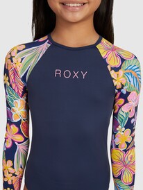 4 Girls 6-16 Paradise Trip Long Sleeve One-Piece Rashguard Blue ERGWR03362 Roxy
