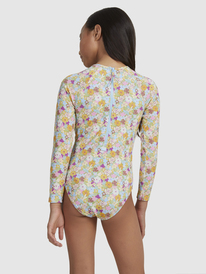 10 Girls 7-16 Nostalgic Seaside Long Sleeve One-Piece Rashguard Green ERGWR03364 Roxy