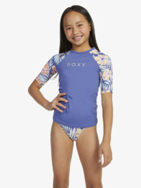 5 Girls 6-16 Funky Palm Short Sleeve UPF 50 Surf T-Shirt Blue ERGWR03371 Roxy