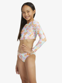 3 Girls 7-16 Floraya Long Sleeve Two-Piece Rashguard Set Orange ERGWR03375 Roxy