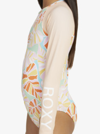 4 Girls 6-16 Jungle Mirage Long Sleeve One-Piece Rash Vest Green ERGWR03385 Roxy