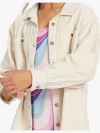 2 Girls' 4-16 Something Beautiful Solid Oversized Corduroy Shirt Beige ERGWT03121 Roxy
