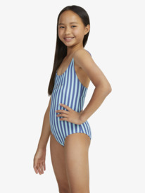 3 Girls 6-16 Serenity Stripe Cross Back One-Piece Swimsuit Blue ERGX103169 Roxy