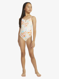 1 Girls 6-16 Jungle Mirage High Leg One-Piece Swimsuit Green ERGX103173 Roxy