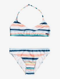 roxy, Детское бикини с лифом-бралетт Malibu Story 8-16, BRIGHT WHITE S RG SUN STRUCK (wbb3) Malibu Story - Triangle Bralette Bikini Set for Girls 8-16 ERGX203411