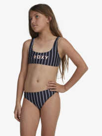3 Girls 6-16 Swim For Good Time Bralette Bikini Set Black ERGX203458 Roxy