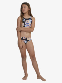 3 Girls 6-16 Swim For Good Time Crop Top Bikini Set Black ERGX203459 Roxy