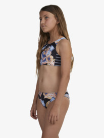 2 Girls 6-16 Swim For Good Time Crop Top Bikini Set Black ERGX203459 Roxy