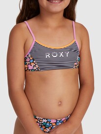 4 Girls 6-16 Active Joy Bralette Two Piece Bikini Set Black ERGX203478 Roxy