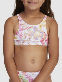 4 Girl's 7-16 Tropical Time Crop Two Piece Bikini Set White ERGX203489 Roxy