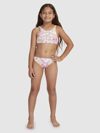 1 Girl's 7-16 Tropical Time Crop Two Piece Bikini Set White ERGX203489 Roxy