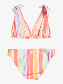 roxy, Girl's 7-16 Ocean Treasure Elongated Tri Two Piece Swimsuit, SUNKISSED CORAL SALTY SUNSET (mjv8) OCEAN TREASURE ELONG TRI SET ERGX203497