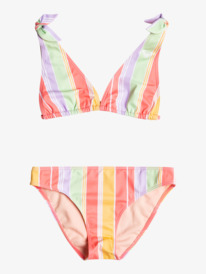 roxy, Girl's 7-16 Ocean Treasure Elongated Tri Two Piece Swimsuit, SUNKISSED CORAL SALTY SUNSET (mjv8) OCEAN TREASURE ELONG TRI SET ERGX203497