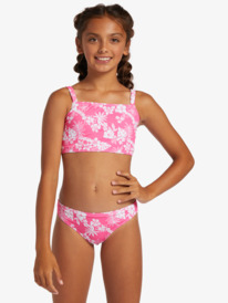 roxy, Girl's 4-16 Aloha Spirit Two Piece Crop Top Bikini Set For Girls, SHOCKING PINK HELLO ALOHA SMAL (mjy7) Aloha Spirit - Two Piece Crop Top Bikini Set for Girls 6-16 ERGX203502