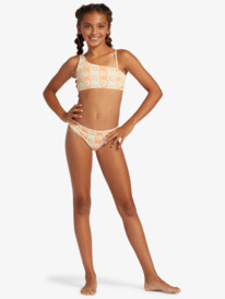2 Girl's 4-16 Wavy Flower Two Piece Crop Top Bikini Set For Girls  ERGX203506 Roxy