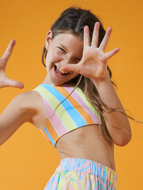 4 Girl's 4-16 Last In Paradise Two Piece Crop Top Bikini Set For Girls Blue ERGX203508 Roxy
