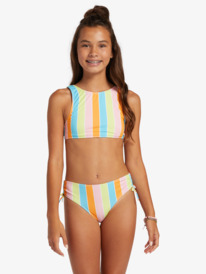 8 Girl's 4-16 Last In Paradise Two Piece Crop Top Bikini Set For Girls Blue ERGX203508 Roxy