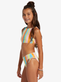 9 Girl's 4-16 Last In Paradise Two Piece Crop Top Bikini Set For Girls Blue ERGX203508 Roxy