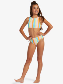10 Girl's 4-16 Last In Paradise Two Piece Crop Top Bikini Set For Girls Blue ERGX203508 Roxy