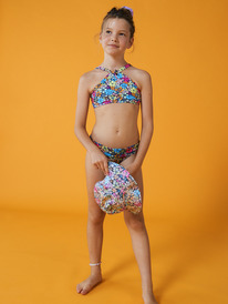8 Girl's 4-16 Daisy Mood Two Piece Crop Top Bikini Set For Girls Blue ERGX203511 Roxy