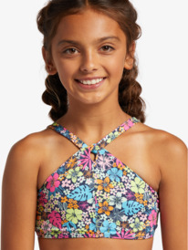 13 Girl's 4-16 Daisy Mood Two Piece Crop Top Bikini Set For Girls Blue ERGX203511 Roxy