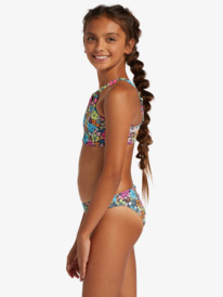 10 Girl's 4-16 Daisy Mood Two Piece Crop Top Bikini Set For Girls Blue ERGX203511 Roxy