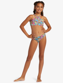 11 Girl's 4-16 Daisy Mood Two Piece Crop Top Bikini Set For Girls Blue ERGX203511 Roxy