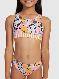 4 Girls 6-16 Above The Limits Two Piece Crop Top Bikini Set Black ERGX203519 Roxy
