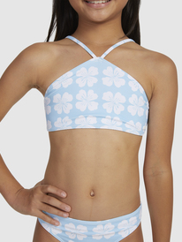 6 Girls 7-16 Vacation Memories Two Piece Crop Top Bikini Set Blue ERGX203522 Roxy