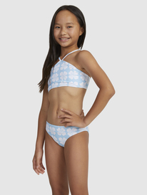 5 Girls 7-16 Vacation Memories Two Piece Crop Top Bikini Set Blue ERGX203522 Roxy