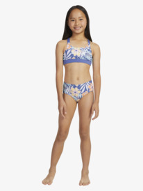 7 Girls 6-16 Funky Palm Crop Top Two-Piece Bikini Set Blue ERGX203528 Roxy