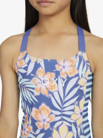 4 Girls 6-16 Funky Palm Vest Topini Two-Piece Bikini Set Blue ERGX203529 Roxy