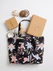 roxy, Skinny Love 28L Tote Bag, ANTHRACITE HIBISCUS WAVE SWIM (xkng) SKINNY LOVE ERJBT03311