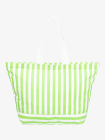 11 Womens Strippy Beach Large Tote Bag Green ERJBT03343 Roxy