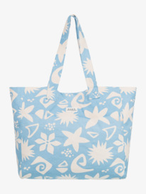 2 Womens Anti Bad Vibes Printed 24L Large Tote Bag Blue ERJBT03344 Roxy