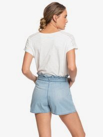 roxy, Женские джинсовые шорты с высокой талией Salento Playa, LIGHT BLUE (bfn0) Salento Playa 2021 - High Waist Paper Bag Denim Shorts ERJDS03221