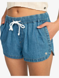 4 Womens New Impossible Denim Shorts Blue ERJDS03279 Roxy