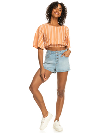 7 Holiday Stuff High High Waist Denim Shorts Blue ERJDS03289 Roxy