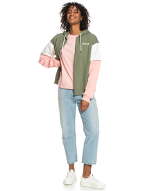 3 Lets Get Going 2022 - Sudadera con capucha y cremallera para Mujer Beige ERJFT04592 Roxy