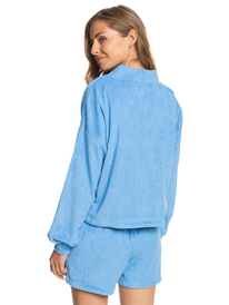 4 Threes Company Organic Button-Front Cardigan Sweater Blue ERJFT04608 Roxy