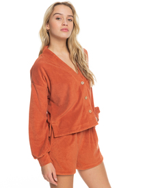 4 Threes Company 2022 - Towel Fabric Cardigan for Women Brown ERJFT04608 Roxy