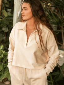 1 On The Road Again Long Sleeve V-Neck Top Beige ERJFT04632 Roxy