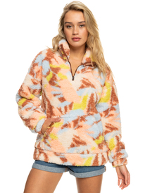 9 Bonfire On The Beach Half-Zip Pullover Fleece Brown ERJFT04638 Roxy